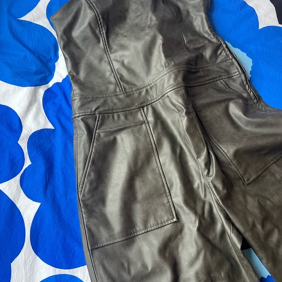 Zara Faux Leather Green/Brown Jumpsuit - Picture 3 of 5